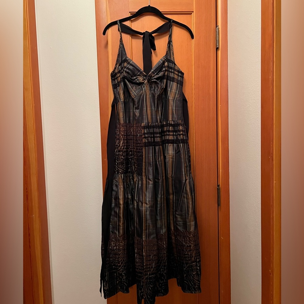 Chelsea Mak Silk Taffeta Tartan Plaid Dress